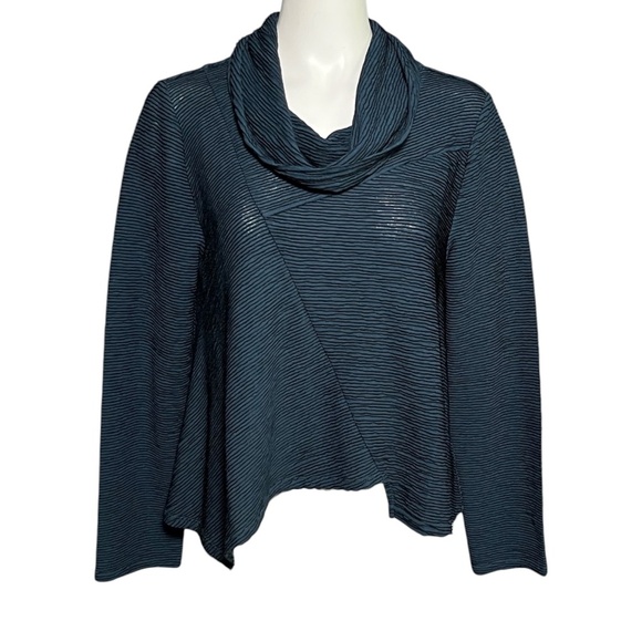 Liv By Habitat Clothes Cowl Neck Blue Textured Artsy Asymmetric Tunic Top Size M - Picture 6 of 6